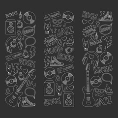 Vector doodle set Music and sound