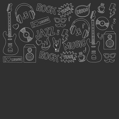 Vector doodle set Music and sound