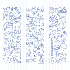 Doodle vector icons Music and sound