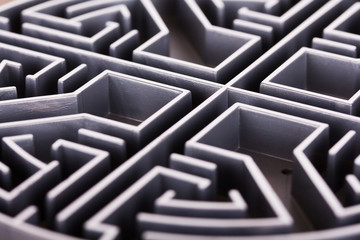 Close up of a grey labyrinth or maze
