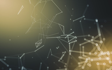 Abstract polygonal space low poly dark background, 3d rendering