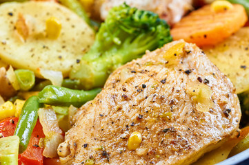 Stir fry chicken fillet with vegetables