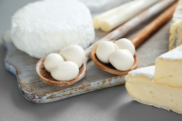 Dairy products on kitchen table