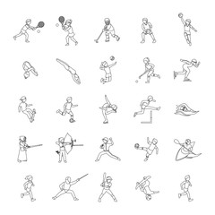 Sports I outlines vector icons