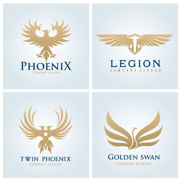 Eagle logo set. Bird logo. Phoenix logo. Wing logo. Vector logo template.