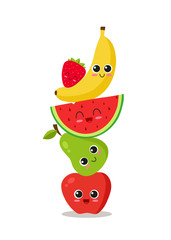 Cute fruits piled