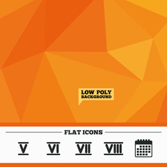 Roman numeral icons. Number five, six, seven.