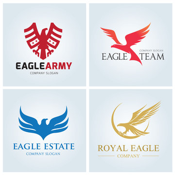 Eagle logo set. Bird logo. Phoenix logo. Wing logo. Vector logo template.