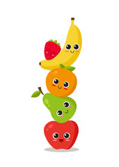 Cute fruits piled