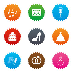 Wedding, engagement icons. Vow love letter.