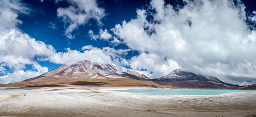 Green lagoon and mountains, Bolivia
