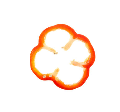 red bell pepper slice isolated