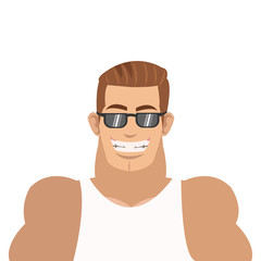 smiling man with sunglasses icon