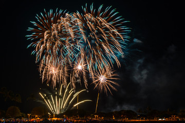 Fireworks light up the sky during Hawaii&rsquo;s largest fireworks display on the Fourth of July at Ala Moana Beach Park in Honolulu on Oahu.
