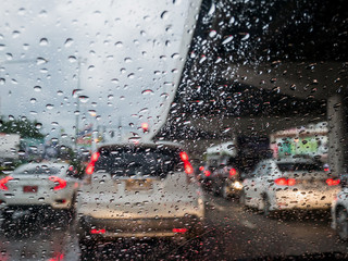 Traffic in rainy day