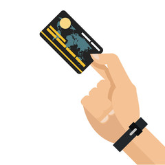 hand holding credit or debit card icon