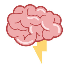 brain with lightning ray icon