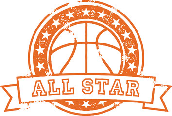 Obraz premium Basketball All Star Vintage Stamp