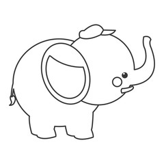 cute elephant cartoon with hat icon
