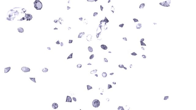 Diamonds gemstones gems stones falling slow motion wedding background 4K
