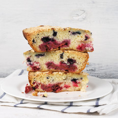 Slices of fruit pie on plate