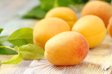 Ripe apricots on the table
