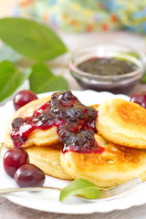 Pancakes with cherry jam