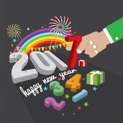 New Year Celebrate 2017 Vector Illustration.