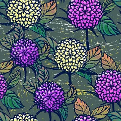 Fotobehang Seamless pattern with autumn chrysanthemums © Maryna_R
