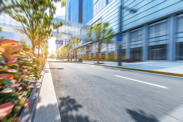 empty road front of modern buildings