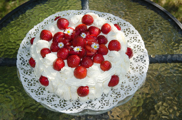 Decorated strawberry cake