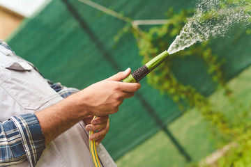 Working watering garden from hose