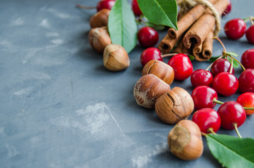 Cherry, hazelnut and cinnamon sticks