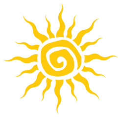 Abstract Yellow Sun Simple Design. Illustration Isolated On White Background