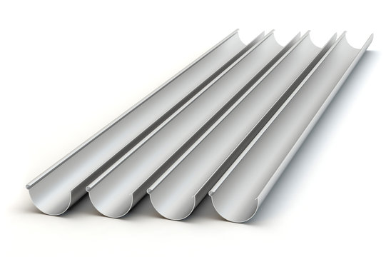 Drainage gutters - white background