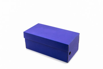 Blue shoe box with clipping path on white background.