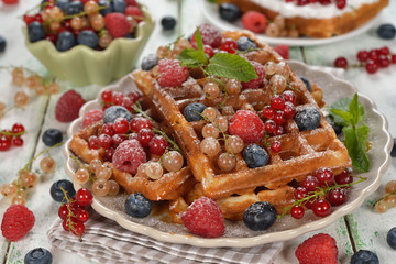 Waffles with berries