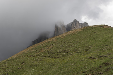 rocky mountain and cloudy sky