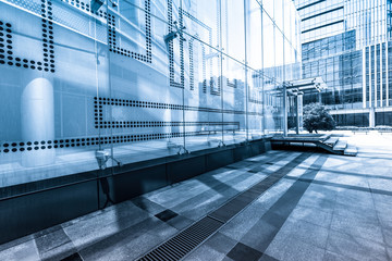 empty pavement and modern building in city