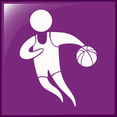 Sport icon for basketball on purple background