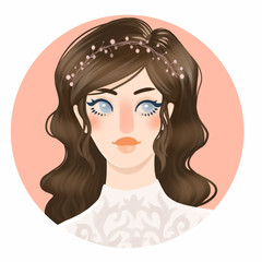 Portrait of beautiful bride. Wedding dress. Wedding decoration