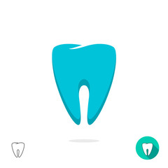 Tooth logo vector symbol, flat outline linear tooth sign, tooth sketch, teeth modern design isolated on white background