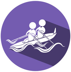 Kayaking icon on round badge