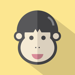 Single Young Man's Face Flat Design Icon Vector Illustration.