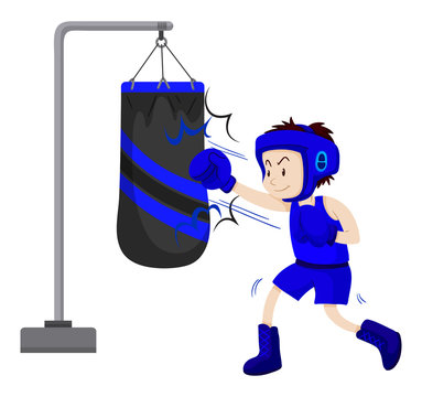 Boxer punching on punching bag