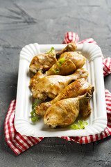Baked chicken legs with oregano