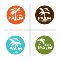 Palma. Set of vector icons, logos. Cafe, restaurant, club.