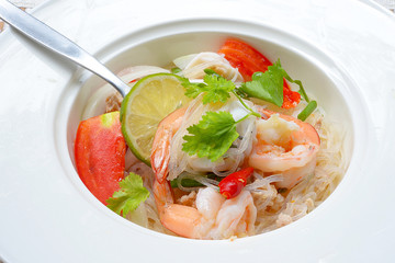 seafood with vermicelli spicy salad, Thai Food
