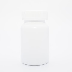 White medical container on white background