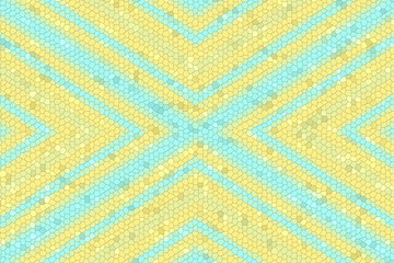 Illustration of a yellow and blue mosaic cross